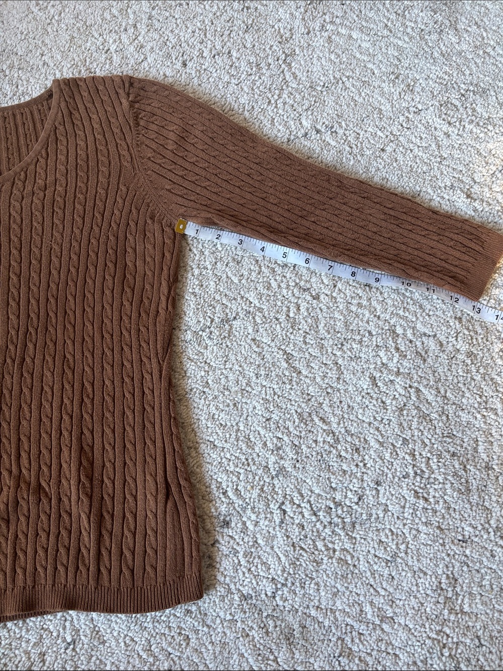 Reitmans Women’s Cable Knit V-Neck Brown Sweater Size Large - Picture 4 of 7